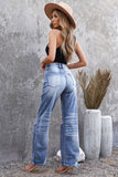 High Waist Distressed Ripped Hole Flare Jeans