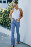 Vintage Casual Pocket Flared Jeans