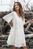 V Neck Tiered Babydoll Lace Dress
