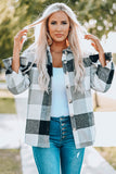 Plaid Color Block Buttoned Long Sleeve Jacket with Pocket