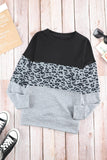 Colorblock Contrast Stitching Sweatshirt with Slits