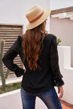 Elegant V-Neck Swiss Dot Lace Blouse