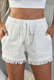 Casual Pocketed Frayed Denim Shorts