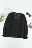 Floral Lace Mesh Crochet Long Sleeve Top