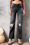 High Waist Distressed Ripped Hole Flare Jeans