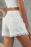 Casual Pocketed Frayed Denim Shorts