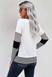 Stylish Colorblock Splicing Stripes Top