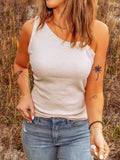 Asymmetrical One-shoulder Ribbed Tank Top