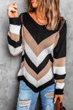 Chevron Colorblock Knit Sweater
