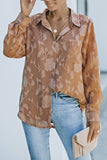 Brown Collared Neck Floral Textured Shirt