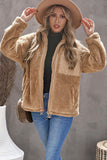 Zip Up Sherpa Coat with Pocket