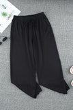 Drawstring Elastic Waist Pull-on Casual Pants with Pockets