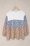 Floral Splicing Puff Long Sleeve Tunic Top