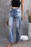 High Waist Distressed Ripped Hole Flare Jeans