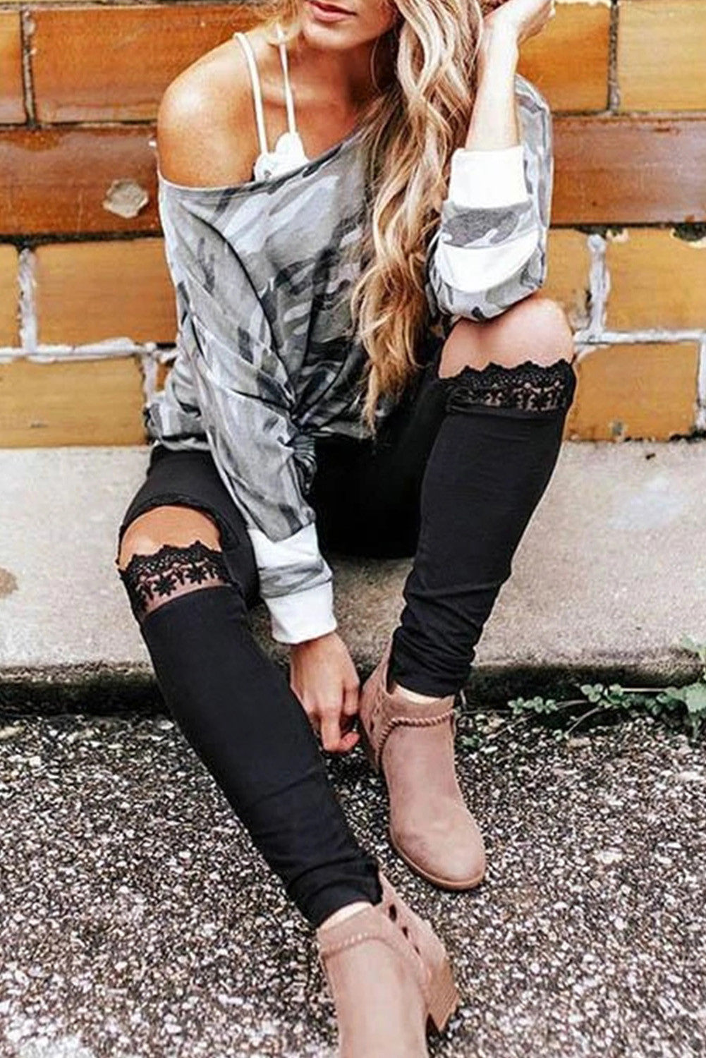 Floral Hollow Out Skinny Leggings
