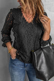 Floral Lace Mesh Crochet Long Sleeve Top