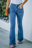 Vintage Casual Pocket Flared Jeans