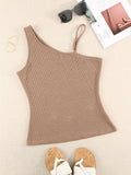 Asymmetrical One-shoulder Ribbed Tank Top