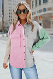Color Block Button Shirt with Pocket