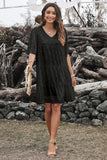 V Neck Tiered Babydoll Lace Dress
