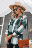 Plaid Color Block Buttoned Long Sleeve Jacket with Pocket