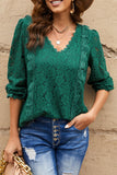 Floral Lace Mesh Crochet Long Sleeve Top