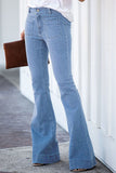 Vintage Casual Pocket Flared Jeans