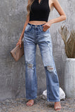 High Waist Distressed Ripped Hole Flare Jeans