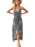 Sexy Floral Wrap Maxi Dress With Slit