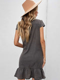 Cap Sleeve Button Front Denim Mini Dress