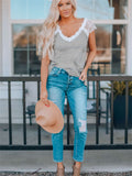 Lace Knit Cap Sleeve Top