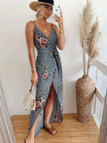 Sexy Floral Wrap Maxi Dress With Slit