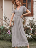 Fill Your Heart Lace Maxi Dress Short Sleeve
