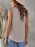 Sleeveless Eyelash Lace V Neck Tank Top