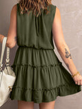 Charming Sleeveless V Neck Ruffled Swing Mini Dress