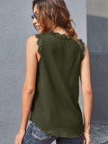 Sleeveless Eyelash Lace V Neck Tank Top