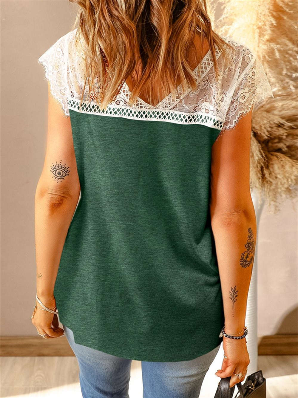 Lace Knit Cap Sleeve Top