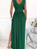 Crochet V Neck Sleeveless Ruched High Waist Maxi Dress