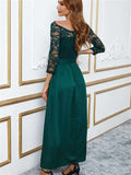 Off Shoulder Lace Bodice High Waist Maxi Skirt Evening Dress