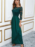 Off Shoulder Lace Bodice High Waist Maxi Skirt Evening Dress