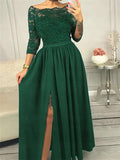 Off Shoulder Lace Bodice High Waist Maxi Skirt Evening Dress