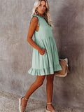 Pocketed Ruffle Babydoll Short Mini Dress
