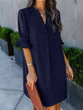 Ruffled Sleeve Shift Shirt Mini Dress with Half Sleeves