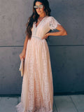 Fill Your Heart Lace Maxi Dress Short Sleeve