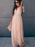 Fill Your Heart Lace Maxi Dress Short Sleeve