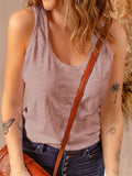 Scoop Neck Basic Solid Tank Top