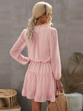 Swiss Dot Bubble Sleeve Ruffle Mini Dress