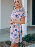 Ruffled Short Sleeve Floral Mini Dress