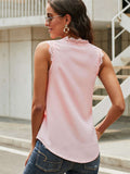Sleeveless Eyelash Lace V Neck Tank Top