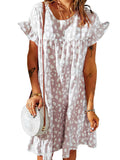 Leopard Ruffled Sleeve Shift Mini Dress
